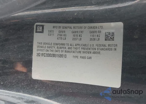 2011 Chevrolet Camaro 2Lt из США, поврежденный, VIN 2G1FC3DD2B9168613